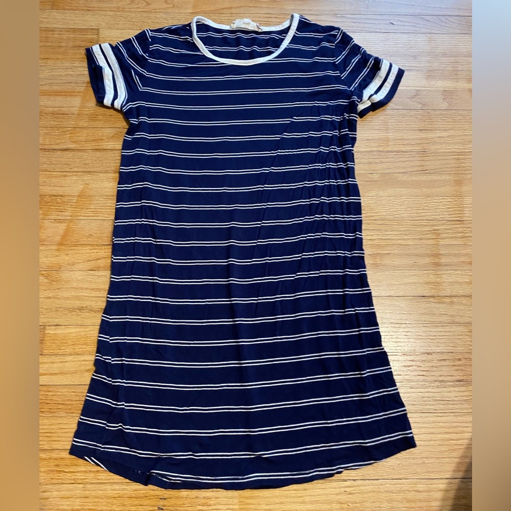 Girl 16 Navy and White Striped T-Shirt Dress